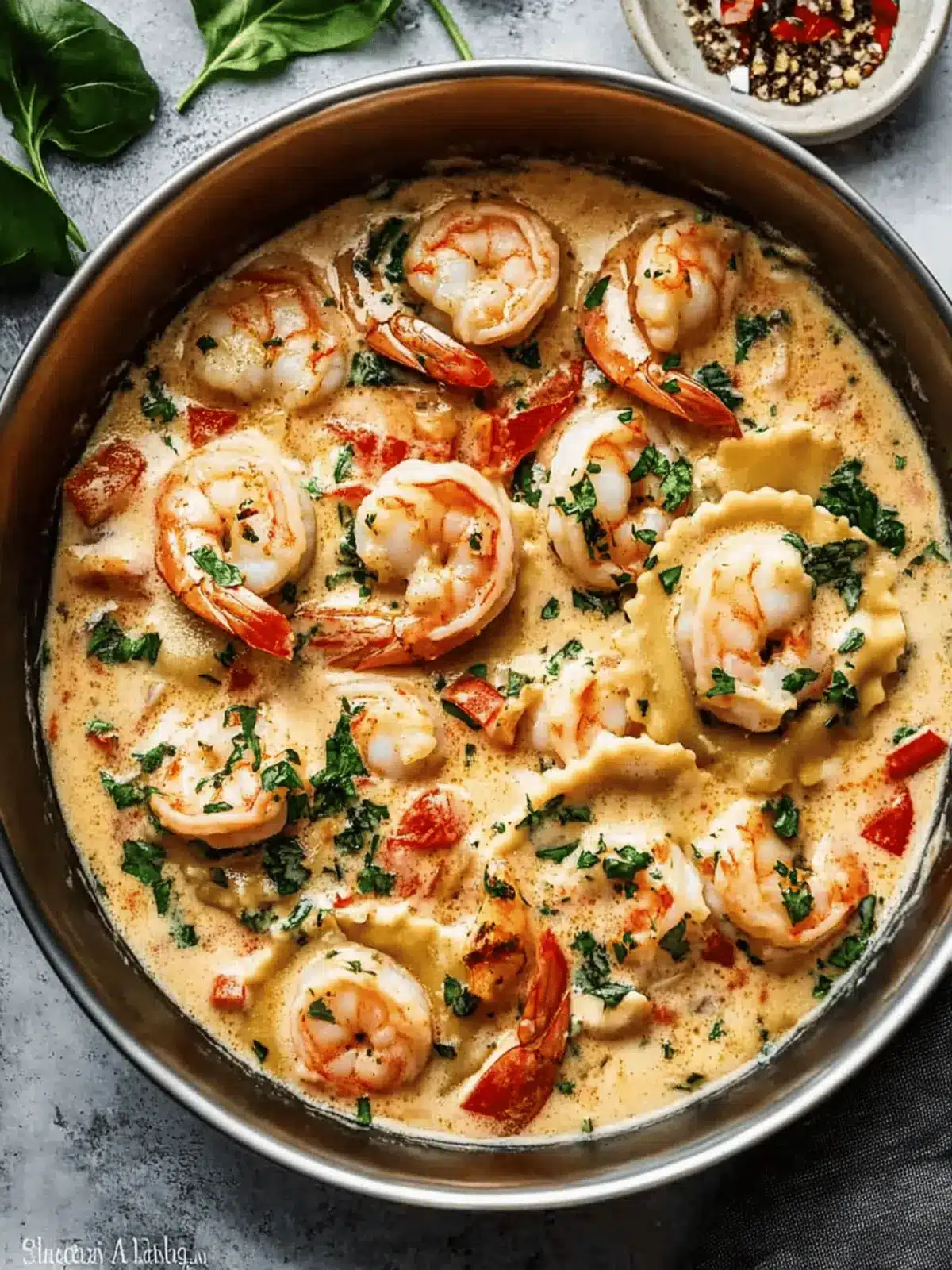 Creamy Tuscan Shrimp Ravioli