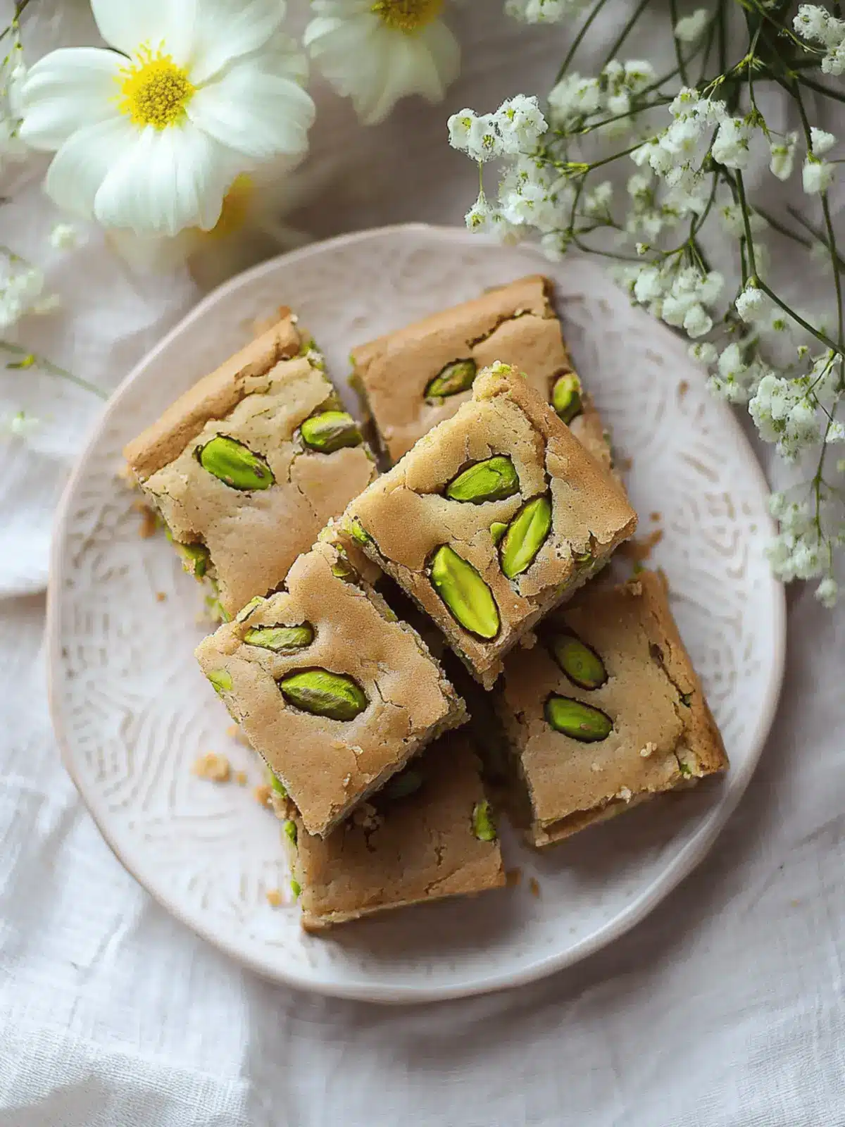 Pistachio White Chocolate Blondie