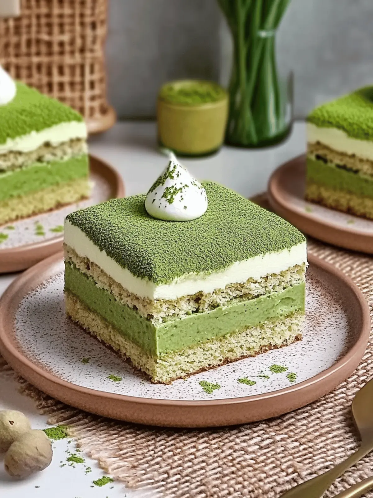 Eggless Matcha Tiramisu