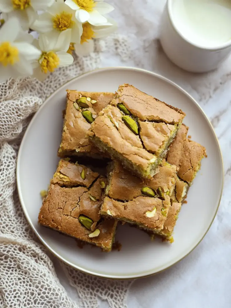 Pistachio White Chocolate Blondie