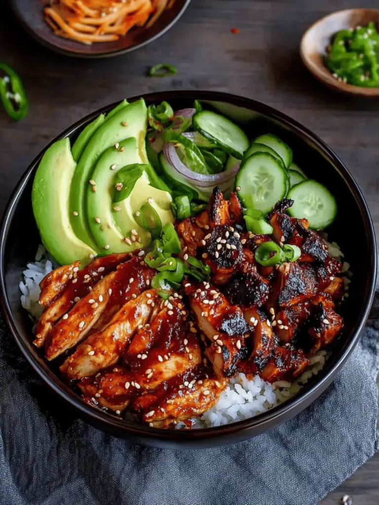 Spicy Korean BBQ Chicken Rice Bowl