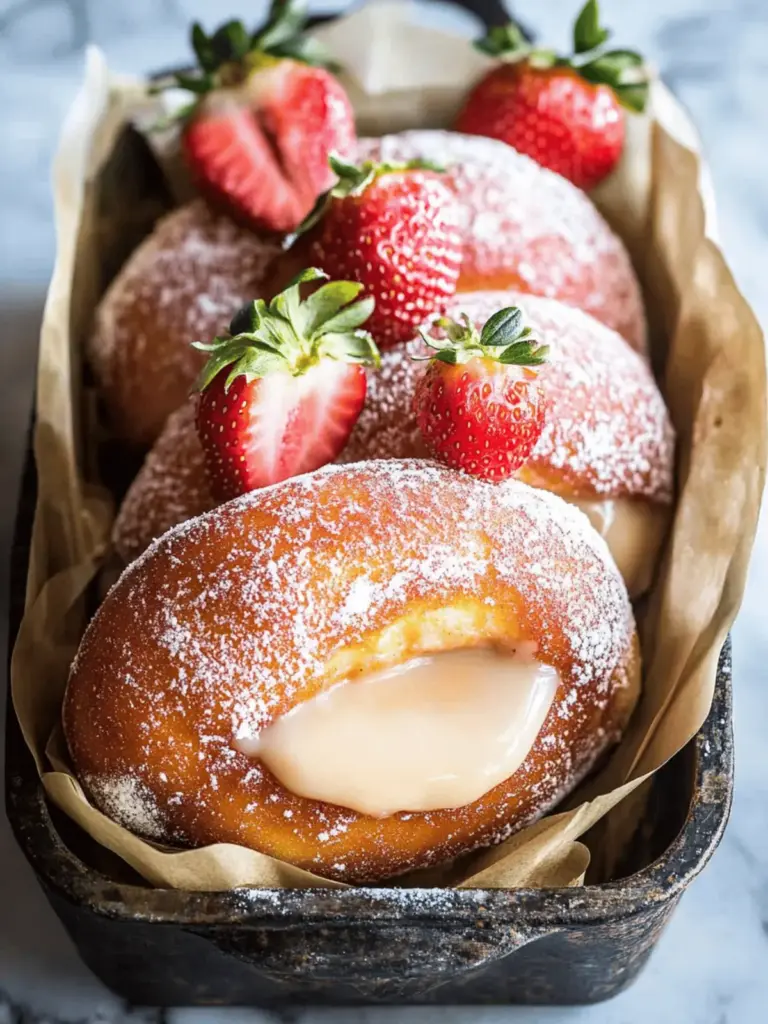 Strawberry Custard Filled Doughnuts