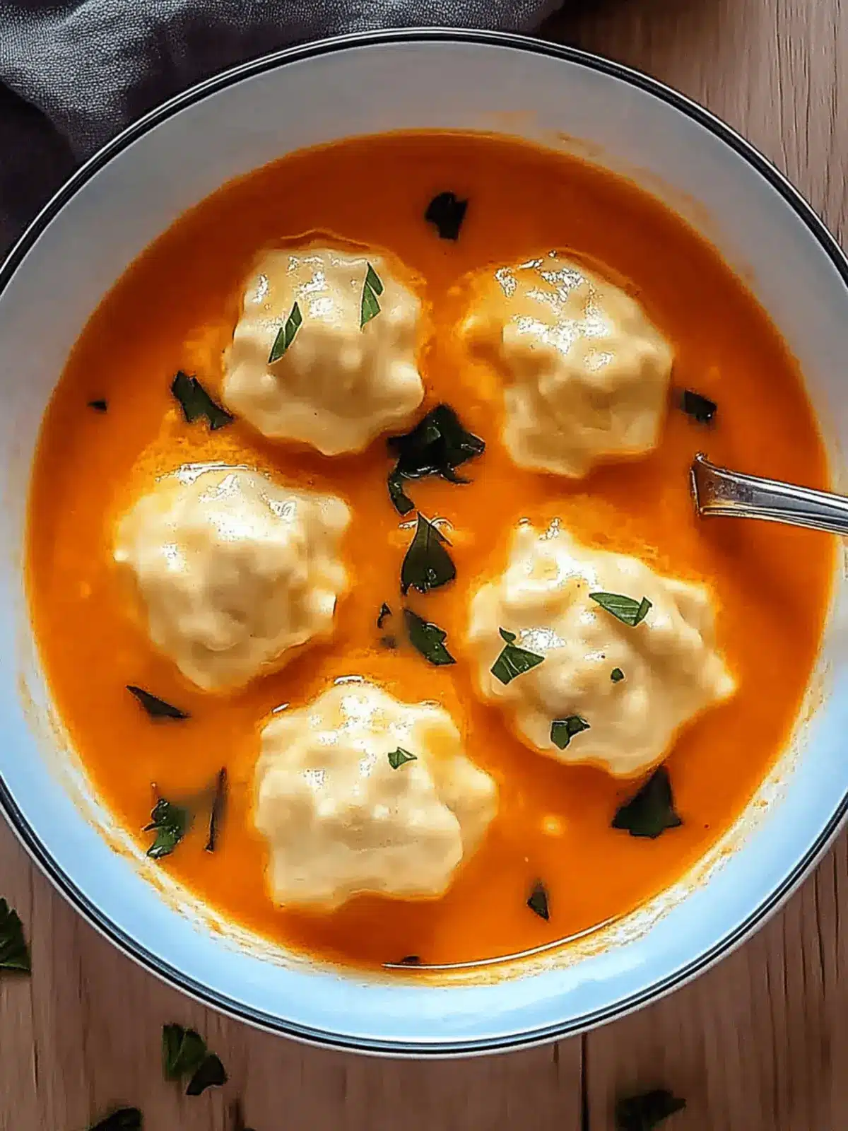Tomato Soup with Cheese Dumplings