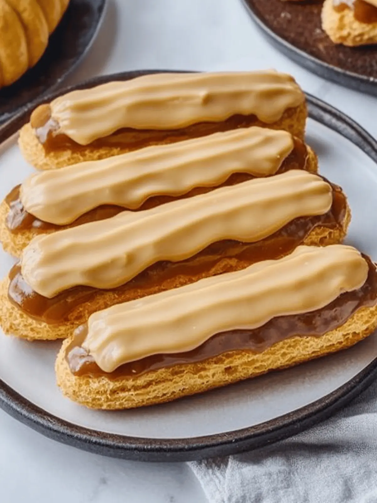 Salted Caramel Pumpkin Eclairs