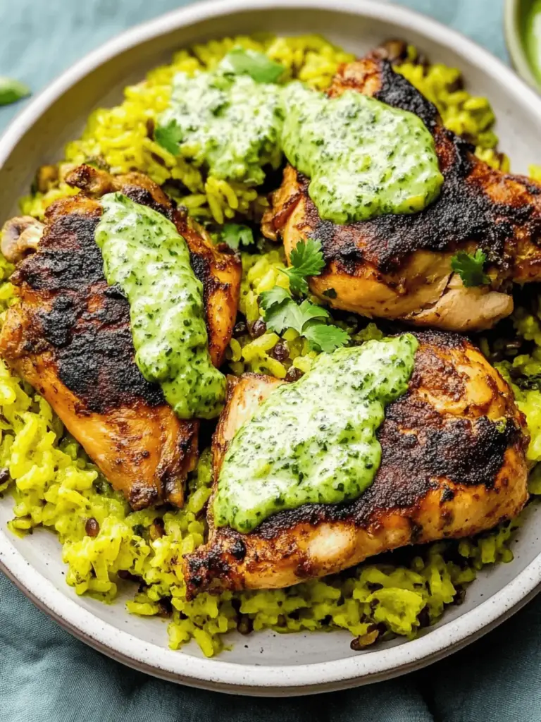 Peruvian Chicken & Rice with Green Sauce
