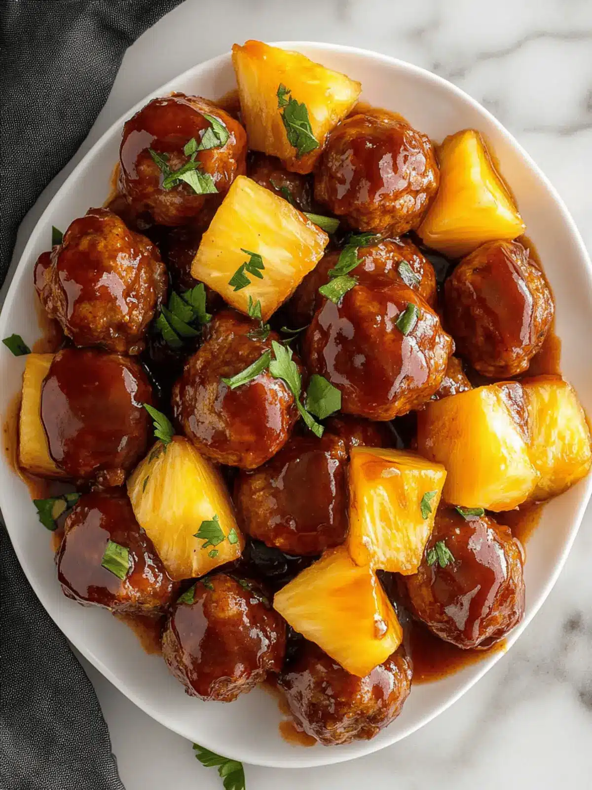 Slow Cooker Pineapple BBQ Meatballs