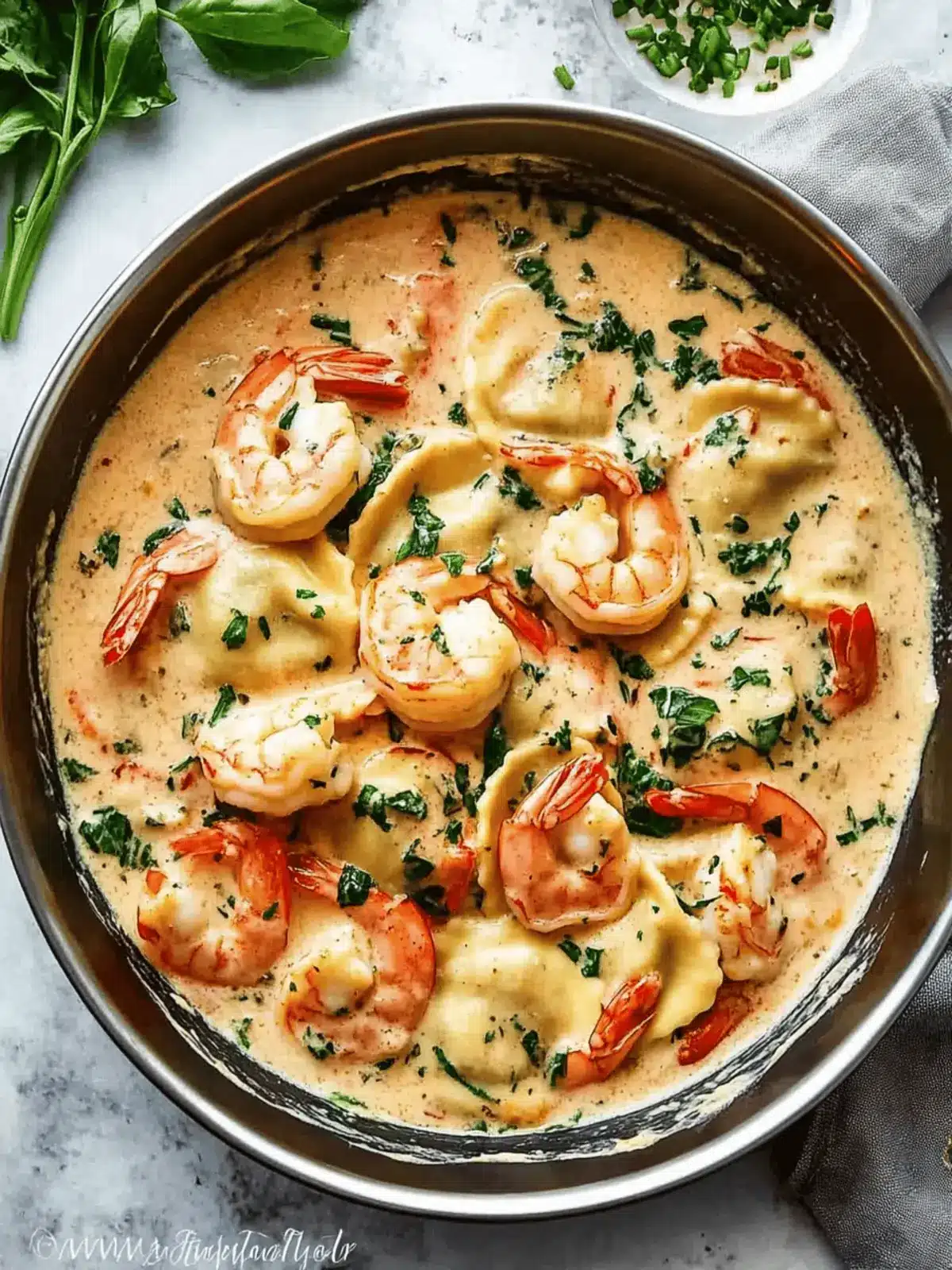 Creamy Tuscan Shrimp Ravioli
