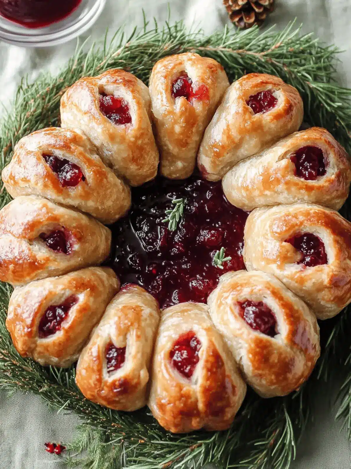 Christmas Sausage Wreath with Cranberry Sauce