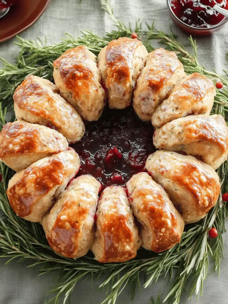 Christmas Sausage Wreath with Cranberry Sauce