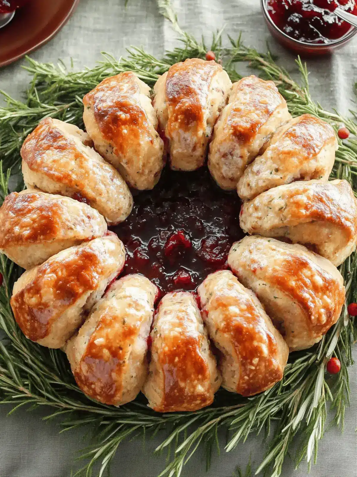 Christmas Sausage Wreath with Cranberry Sauce