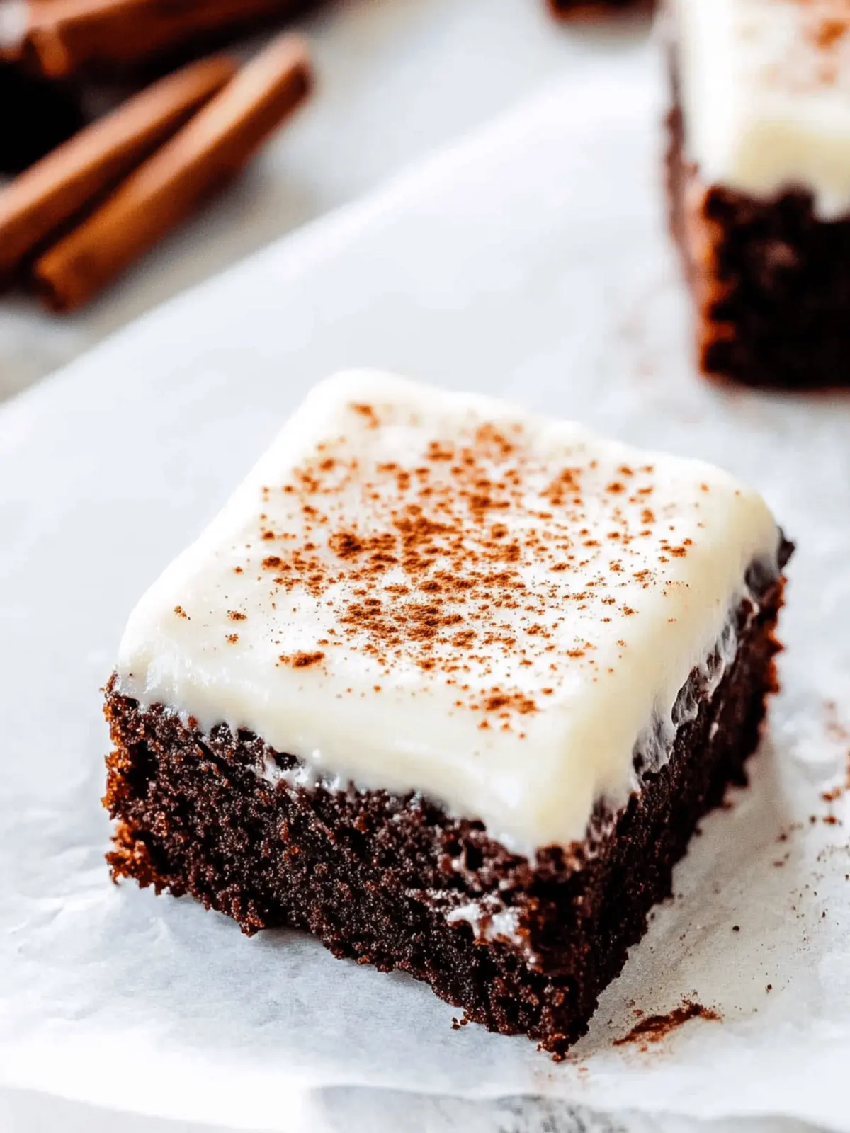 Gingerbread Brownies with Eggnog Frosting
