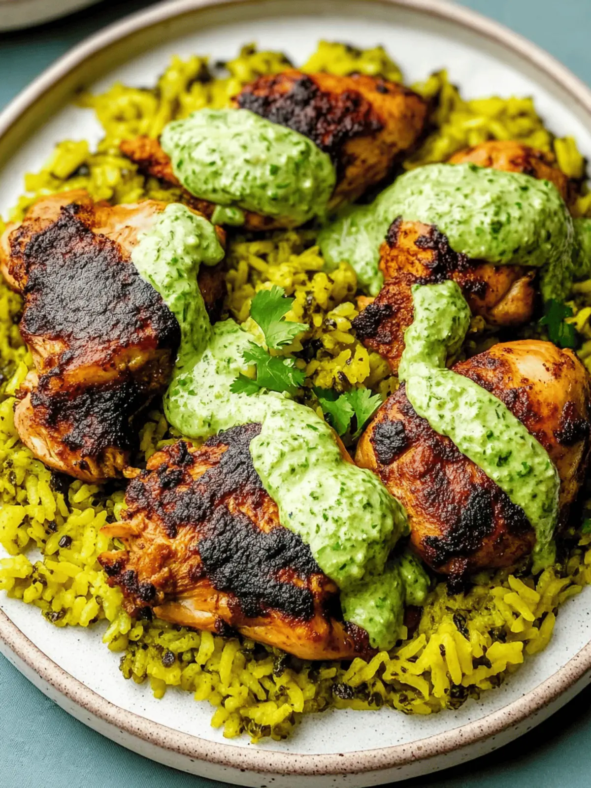 Peruvian Chicken & Rice with Green Sauce