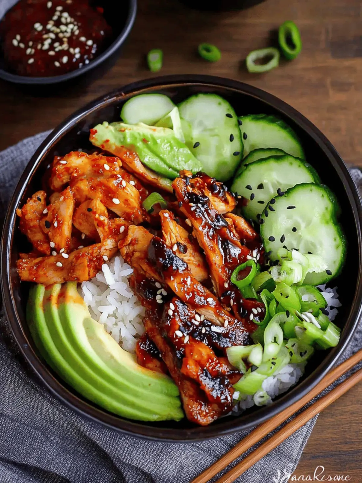 Spicy Korean BBQ Chicken Rice Bowl
