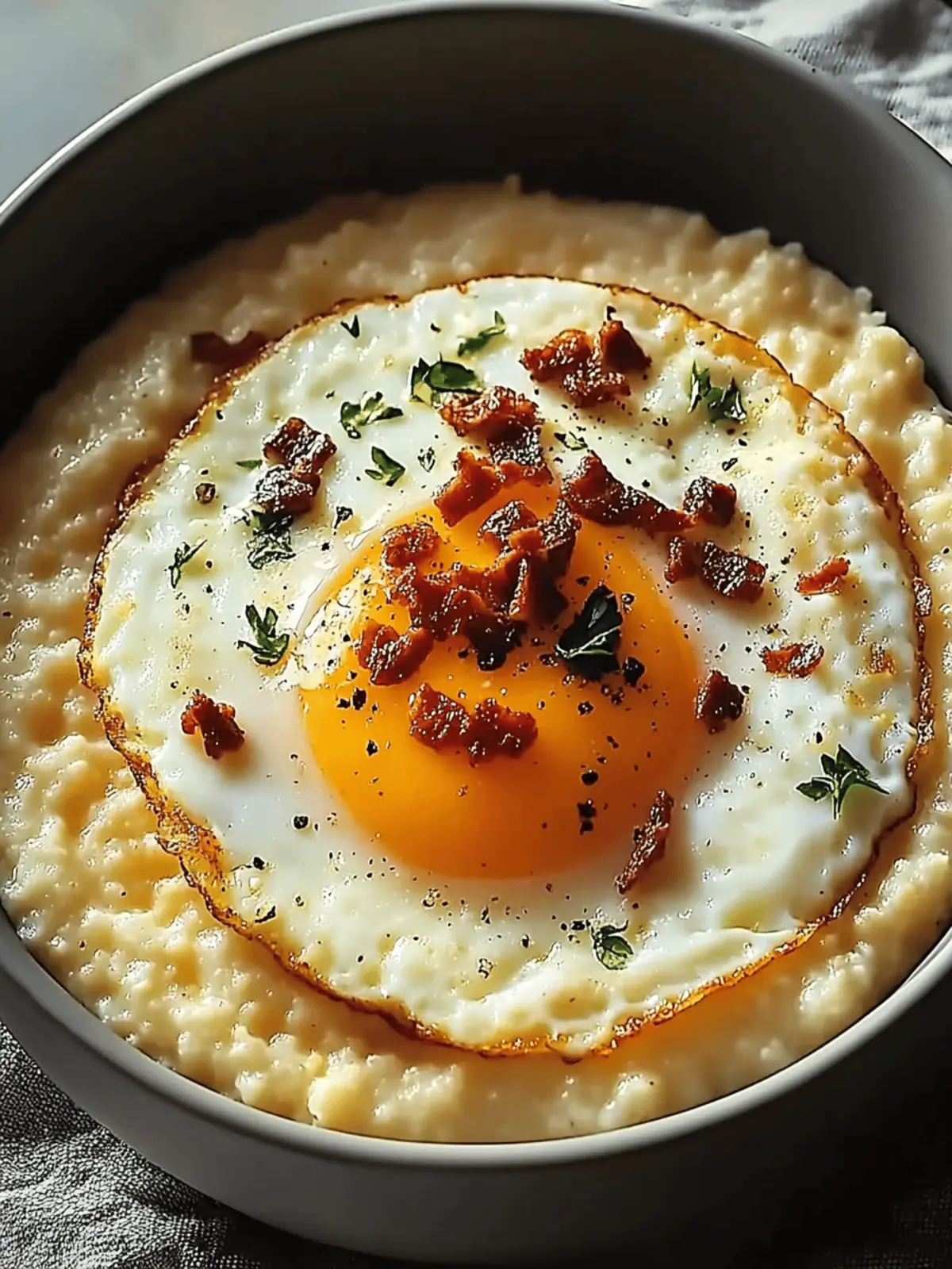 Cheesy Grits with Fried Egg