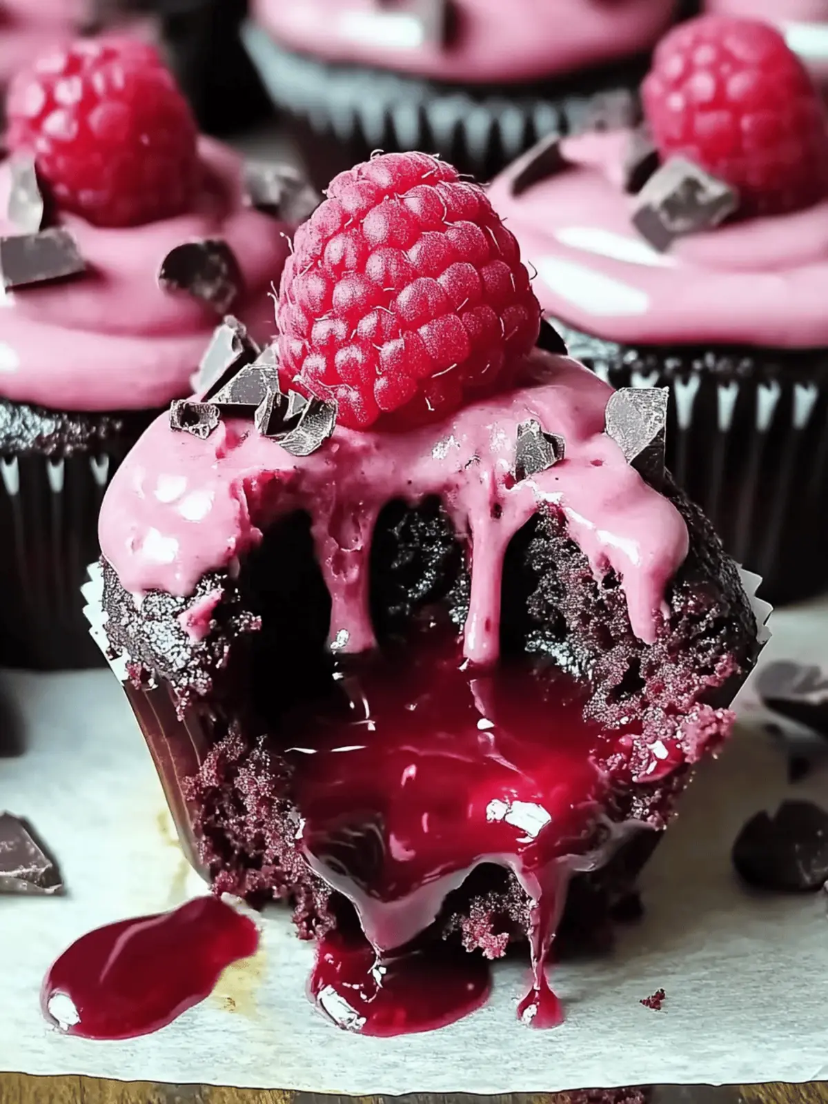 Raspberry Chocolate Lava Cupcakes