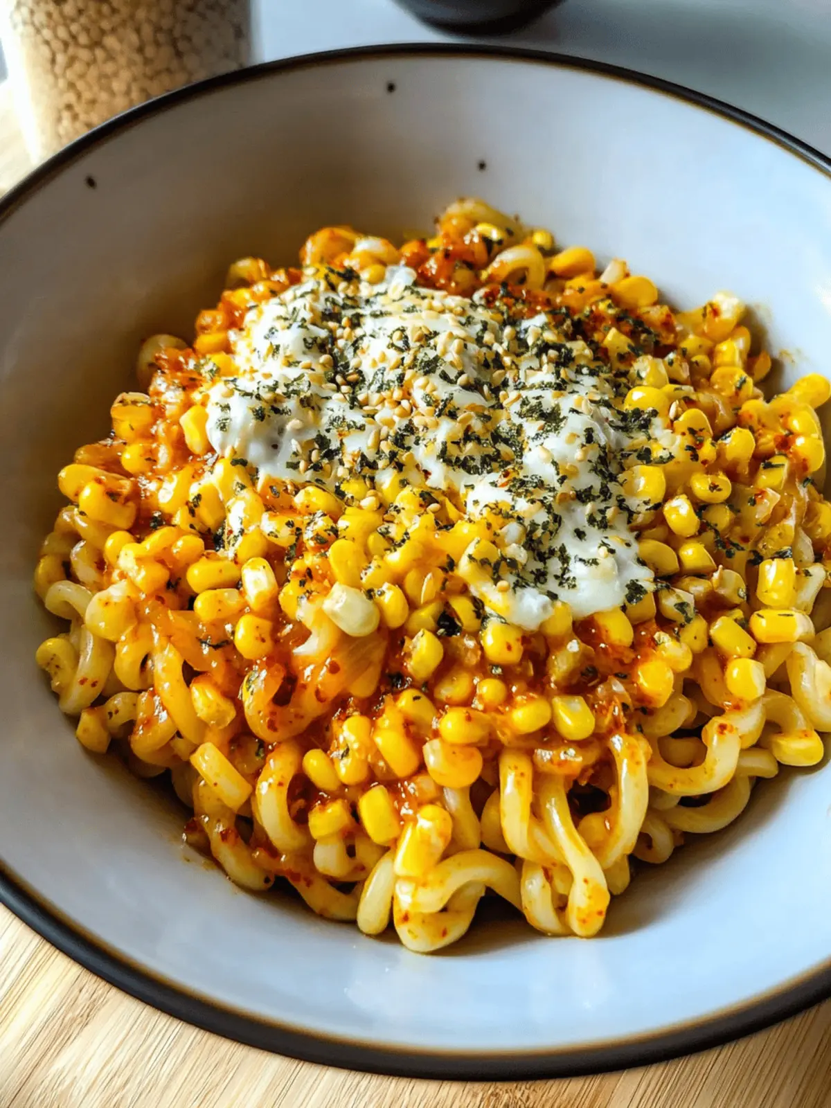 Spicy Noodles With Korean Corn Cheese