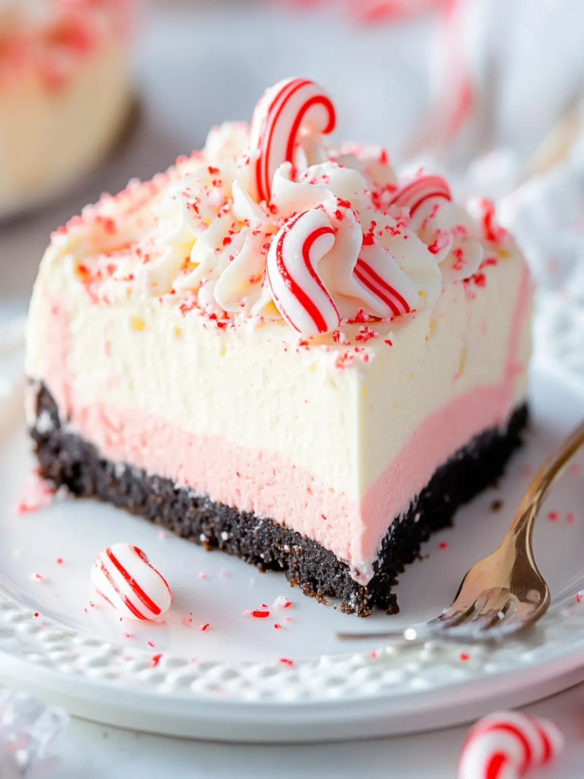 Candy Cane No Bake Cheesecake