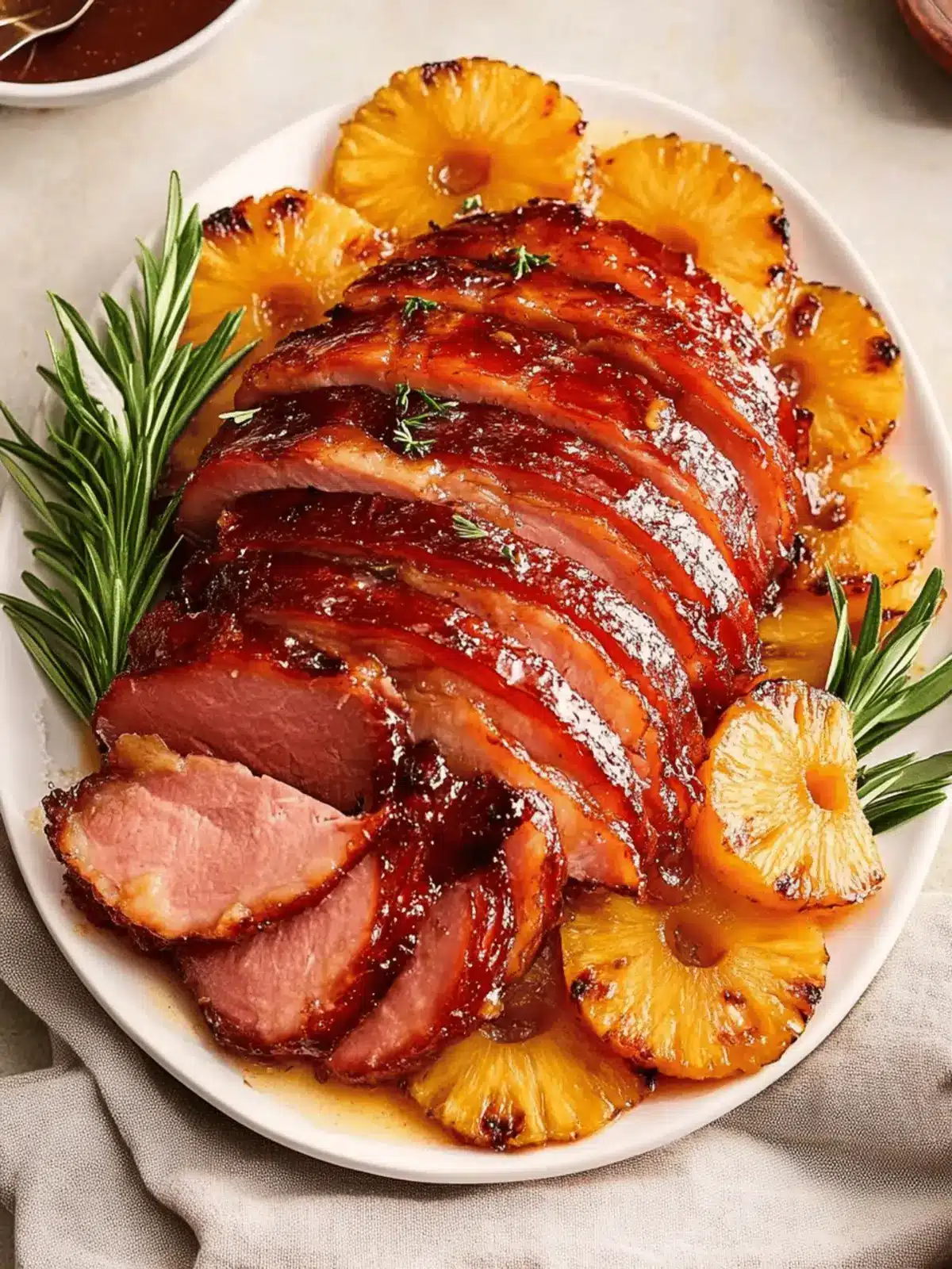 Sticky Pineapple Brown Sugar Glazed Ham