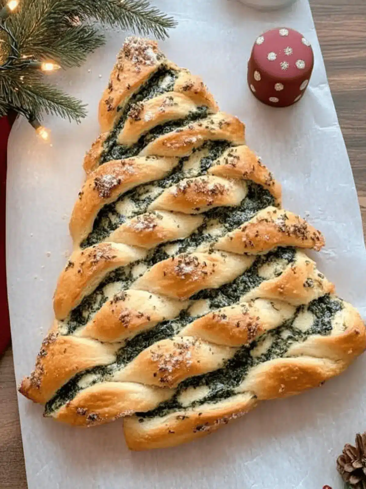 Christmas Tree Spinach Dip Breadsticks