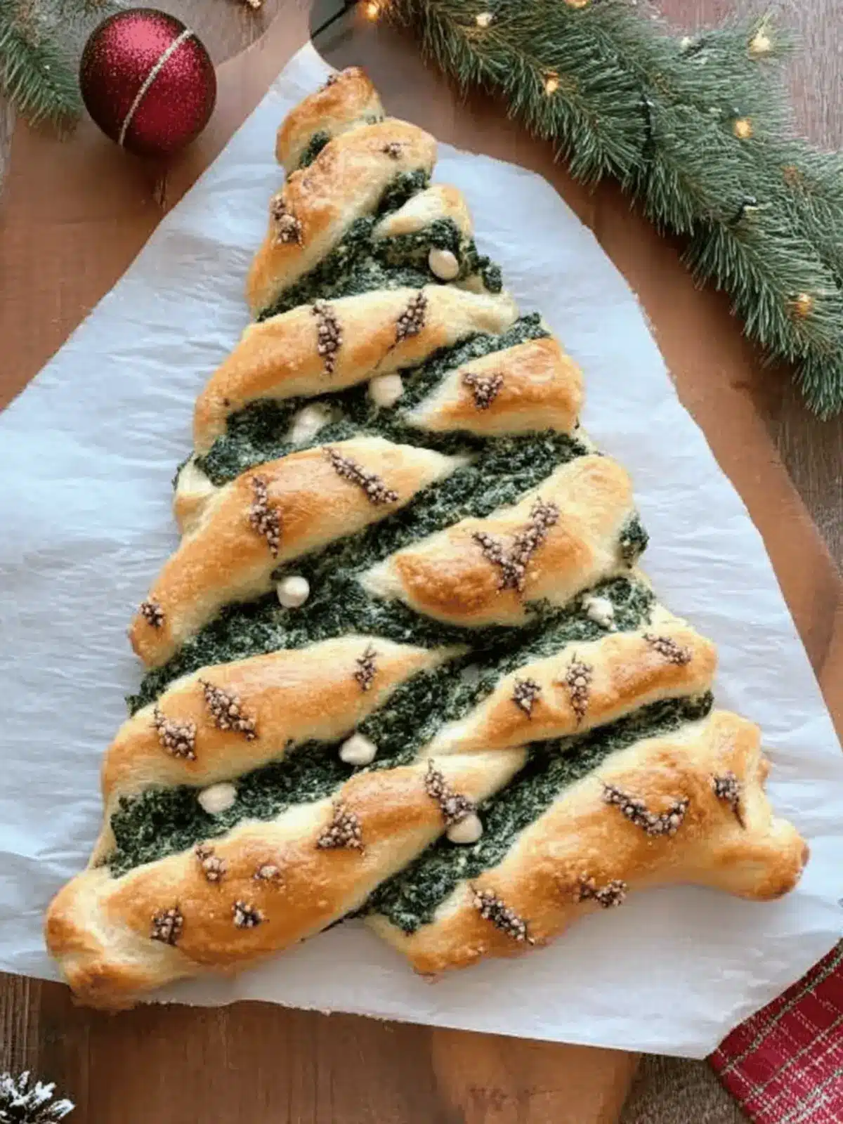 Christmas Tree Spinach Dip Breadsticks