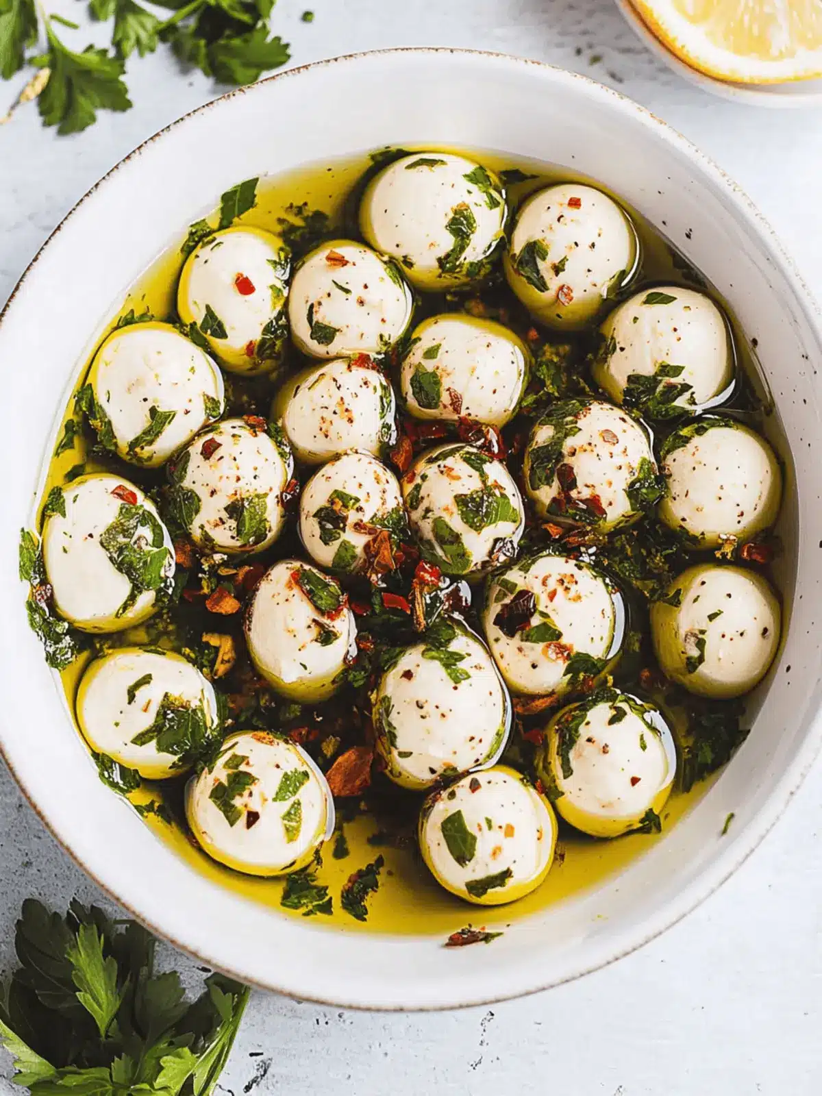 Olive Oil Marinated Mozzarella Balls
