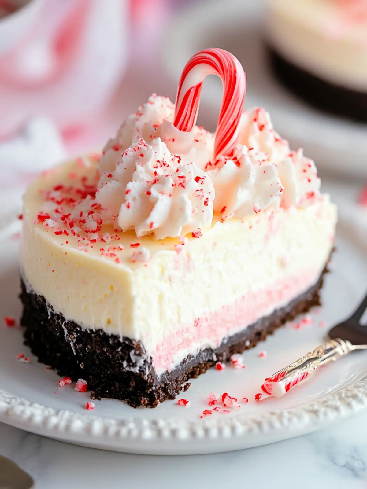 Candy Cane No Bake Cheesecake