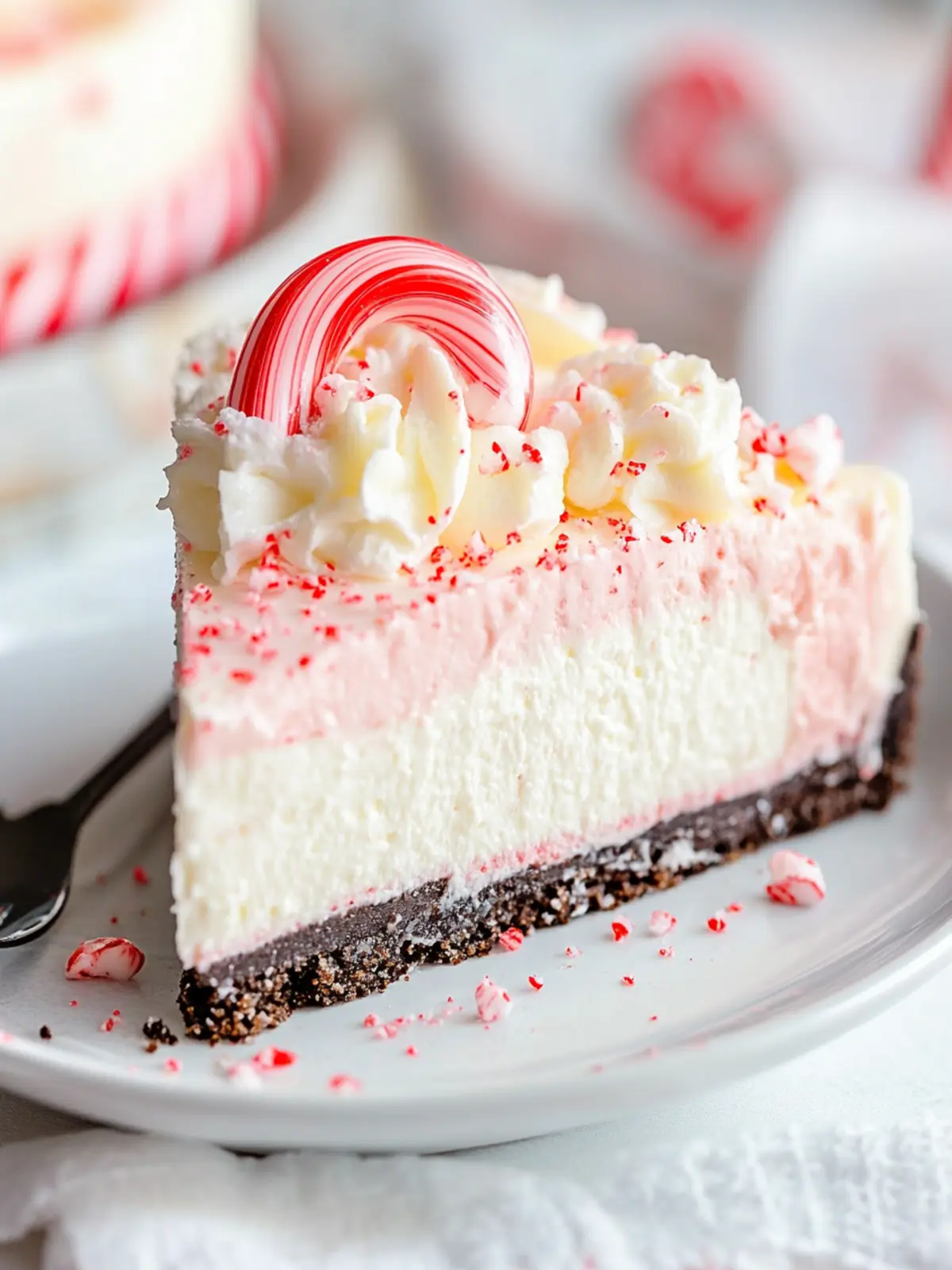Candy Cane No Bake Cheesecake