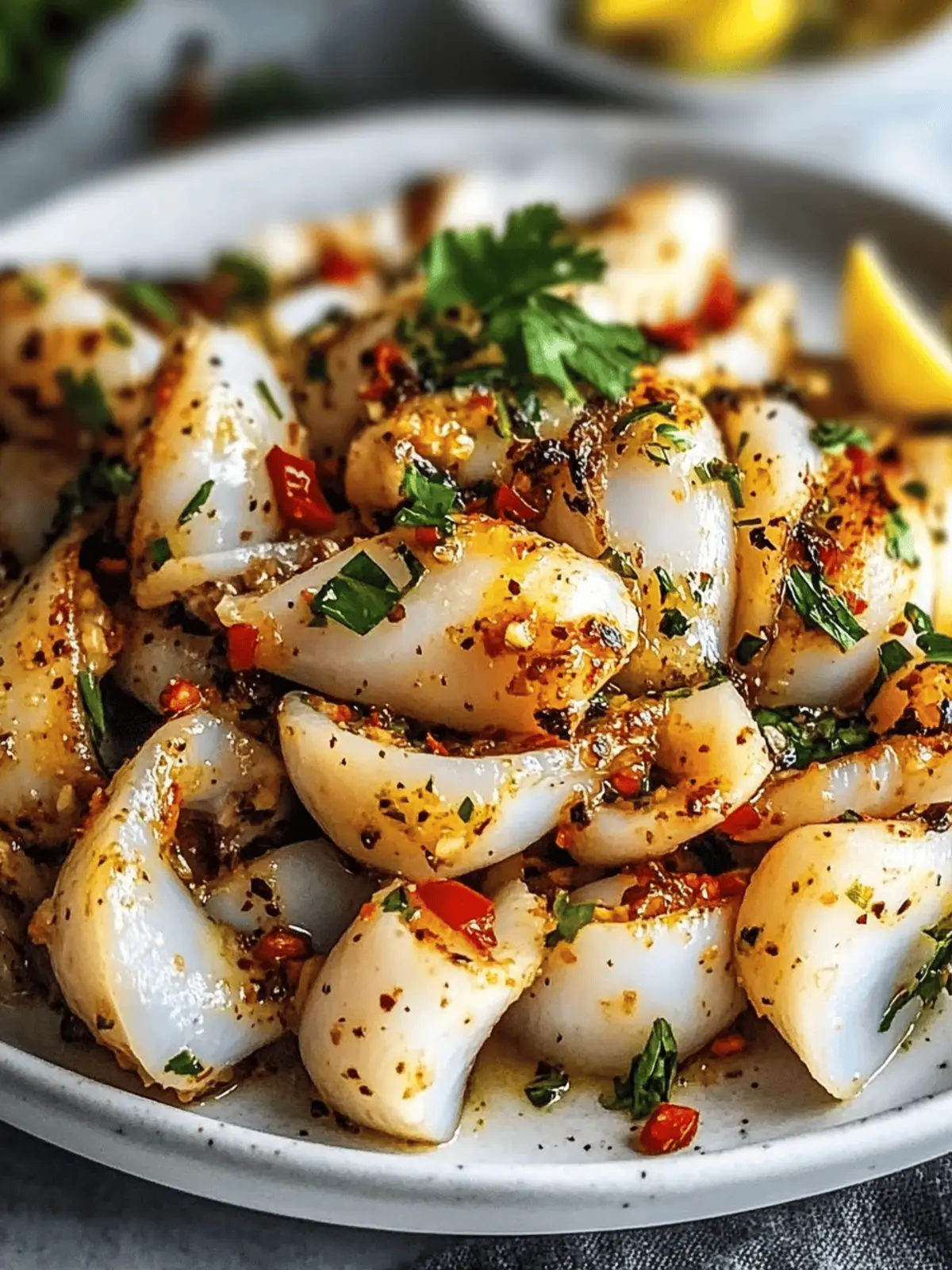 Grilled Garlic Chili Squid for a Zesty Mediterranean Feast Grilled Garlic Chili Squid