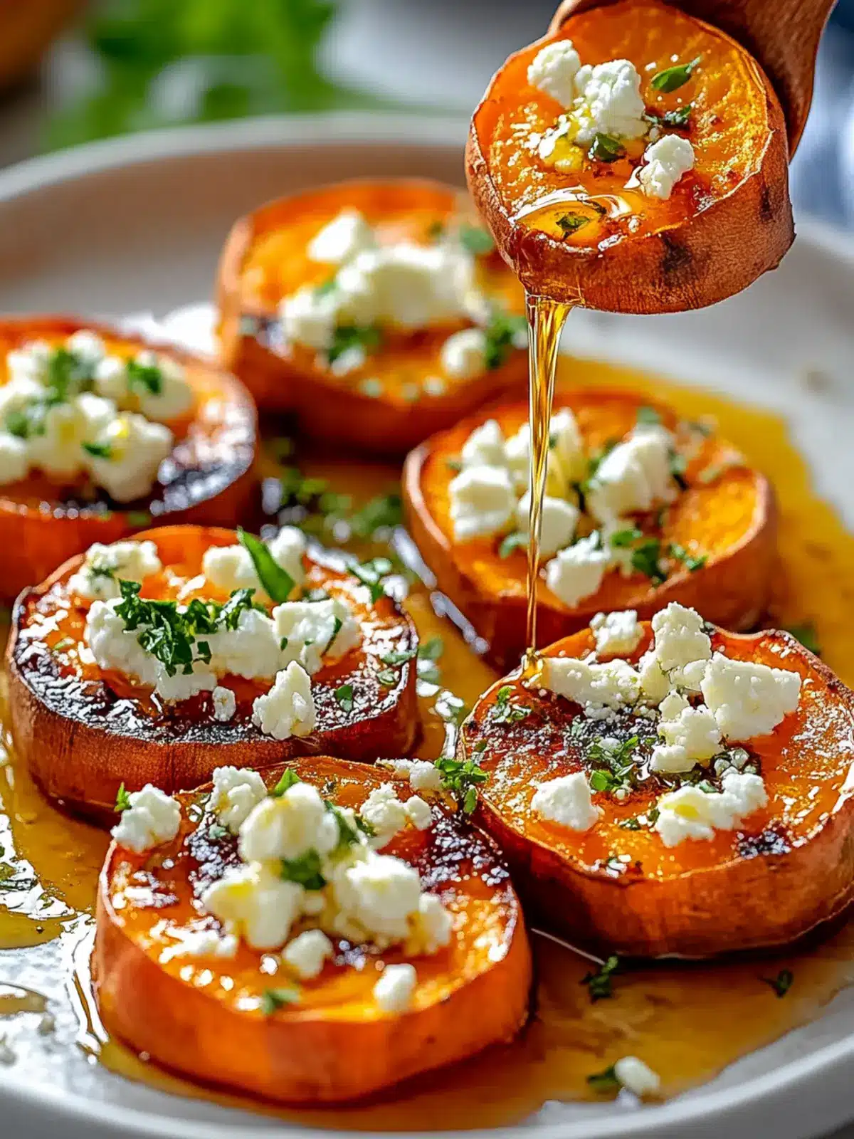 Roasted Sweet Potato Rounds with Honey & Feta