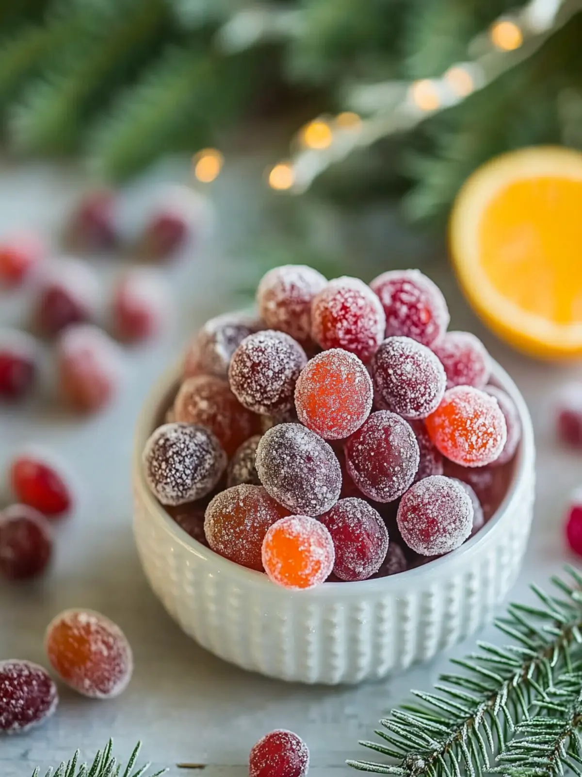 Orange Vanilla Candied Cranberries