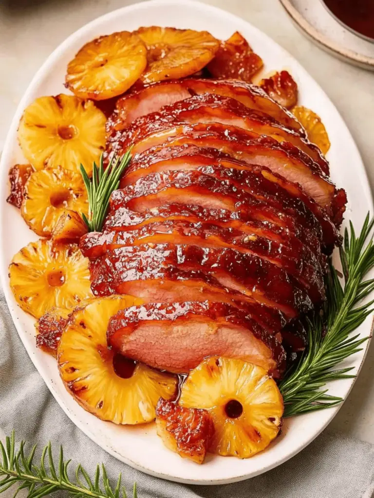 Sticky Pineapple Brown Sugar Glazed Ham