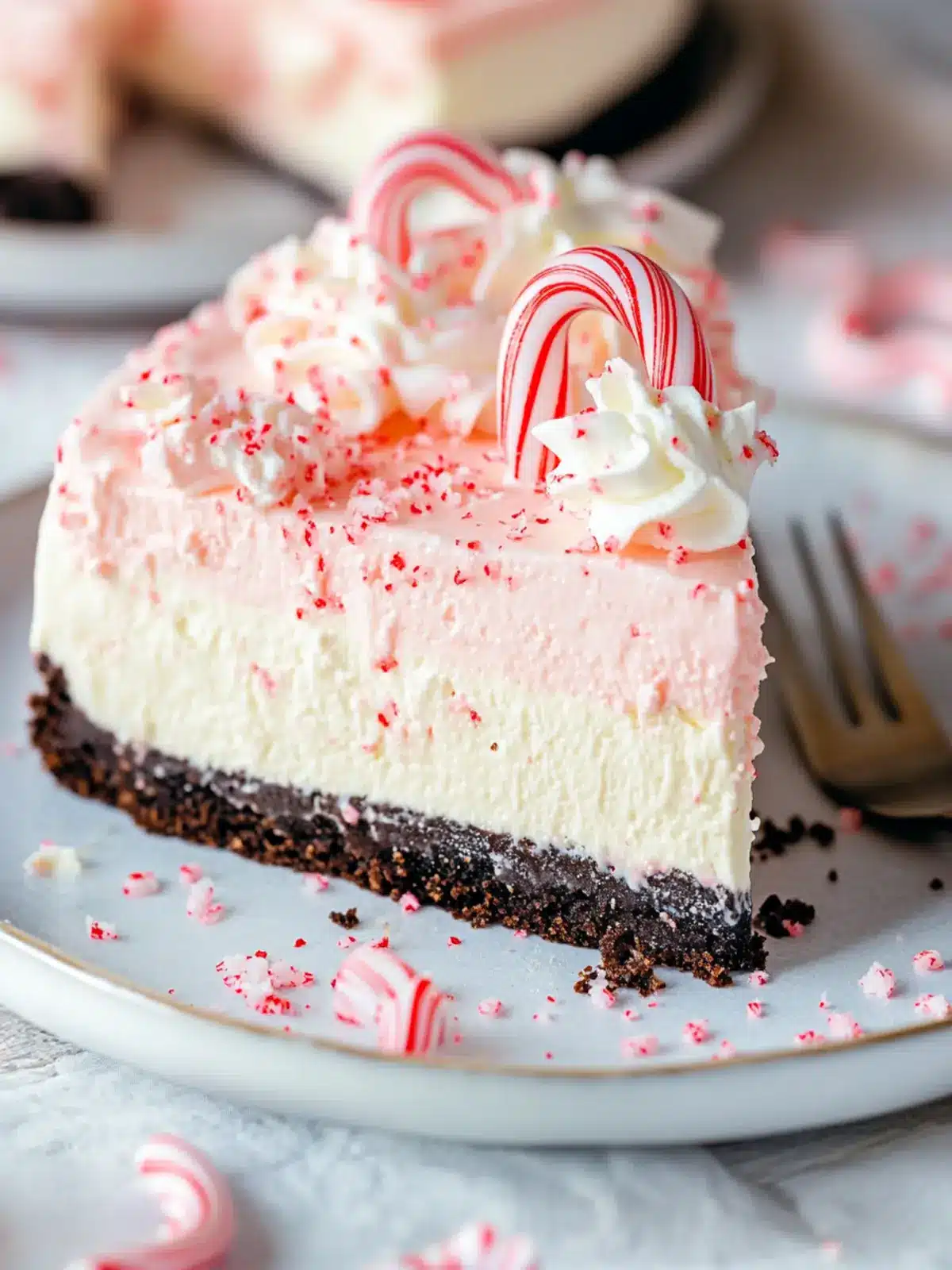 Candy Cane No Bake Cheesecake