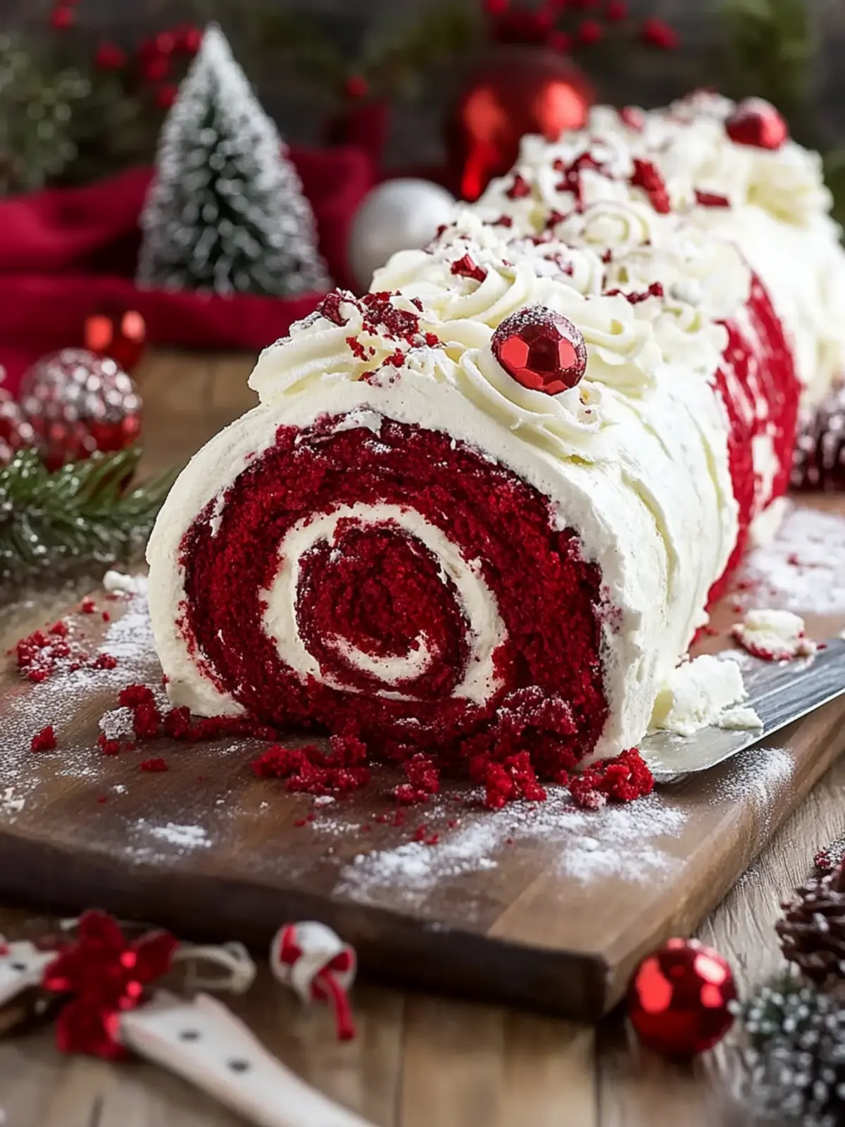 Red Velvet Yule Log