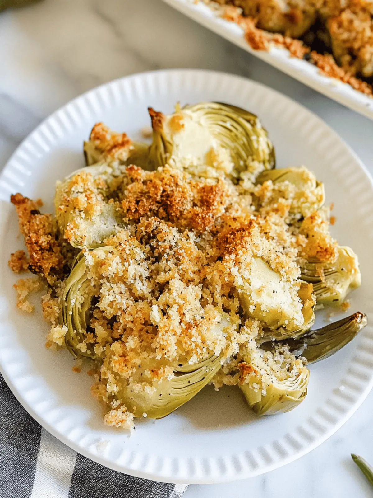 Savory Baked Artichoke Hearts with Crispy Seasoned Breadcrumbs Baked Artichoke Hearts with Seasoned Breadcrumbs