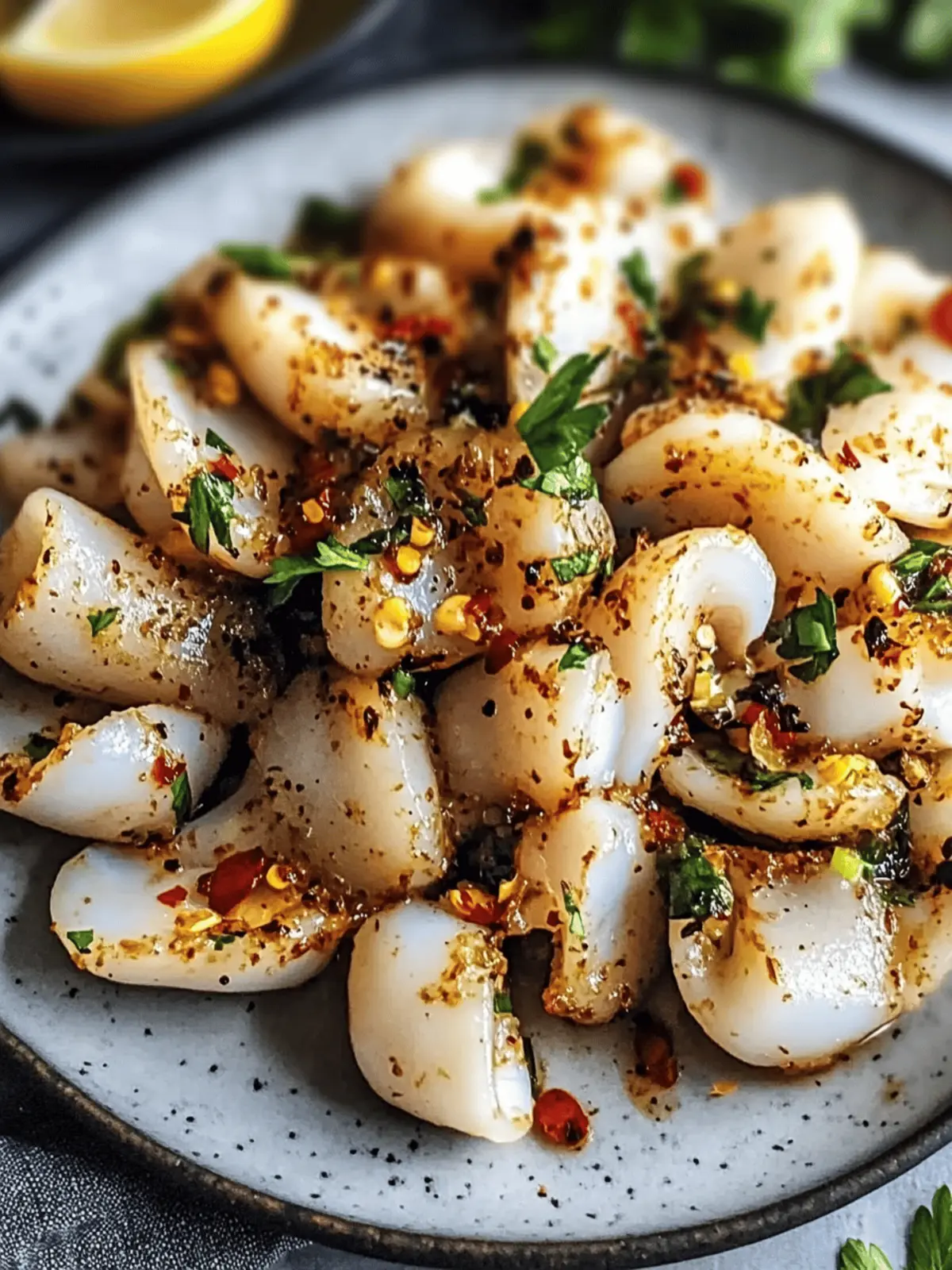 Grilled Garlic Chili Squid for a Zesty Mediterranean Feast Grilled Garlic Chili Squid