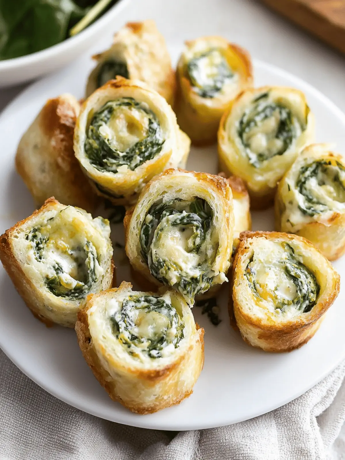 Spinach Dip in Bite-Sized Pinwheels
