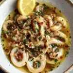 Poached Calamari in Garlic White Wine Broth
