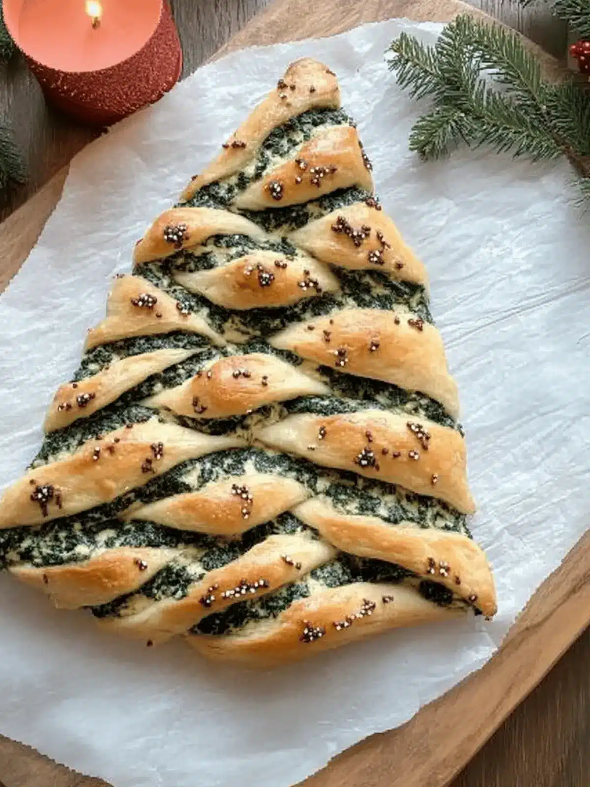 Christmas Tree Spinach Dip Breadsticks