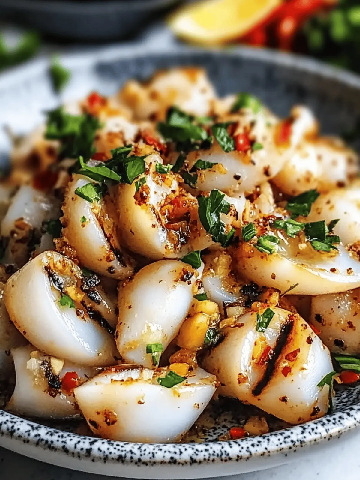 Grilled Garlic Chili Squid for a Zesty Mediterranean Feast Grilled Garlic Chili Squid