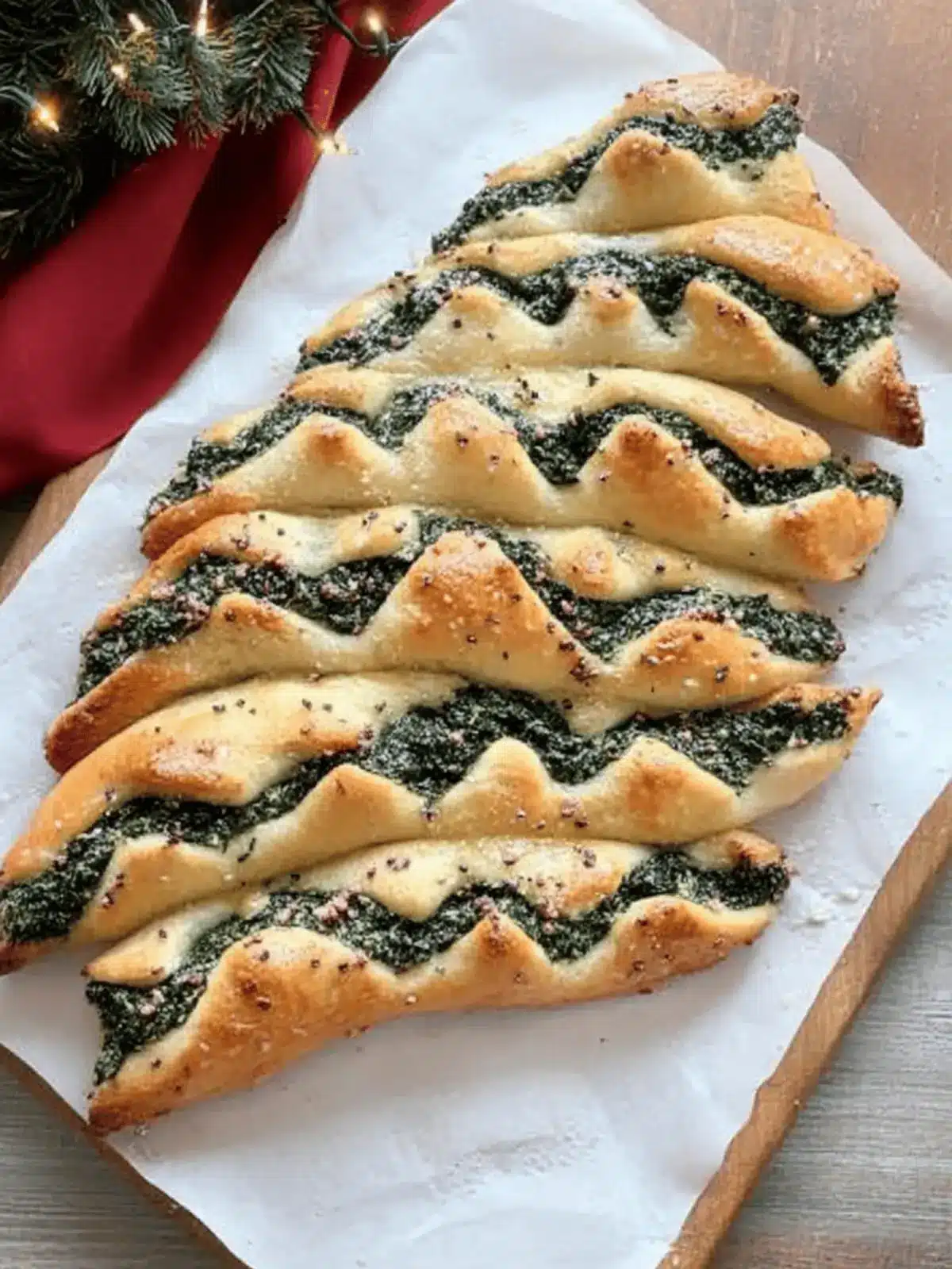 Christmas Tree Spinach Dip Breadsticks