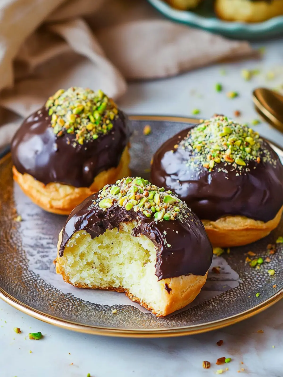 Indulge in Decadent Pistachio Chocolate Choux Buns Today Pistachio Chocolate Choux Buns
