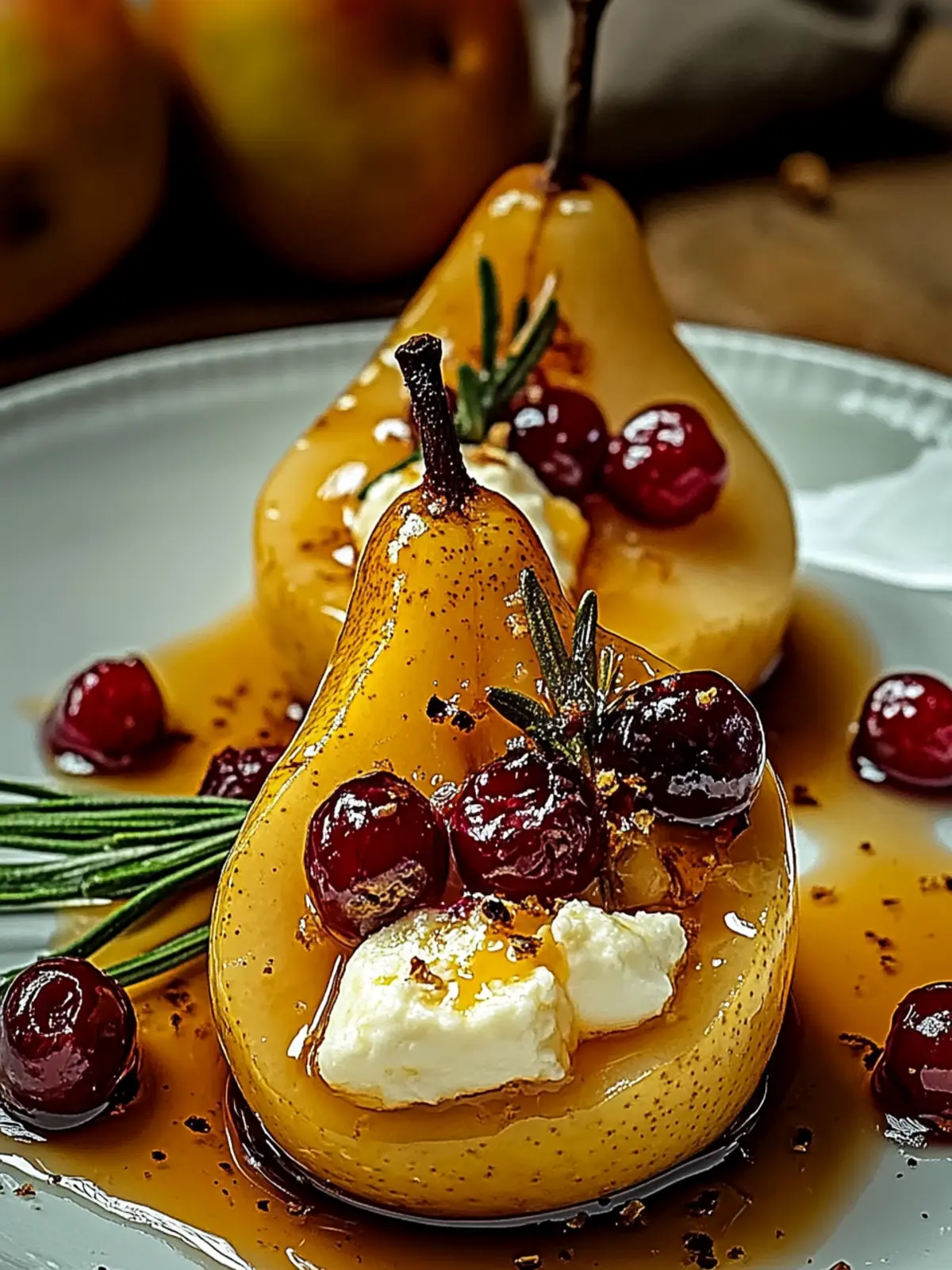 Delicious Baked Pears with Goat Cheese, Honey, and Cranberries Baked Pears with Goat Cheese, Honey, and Cranberries