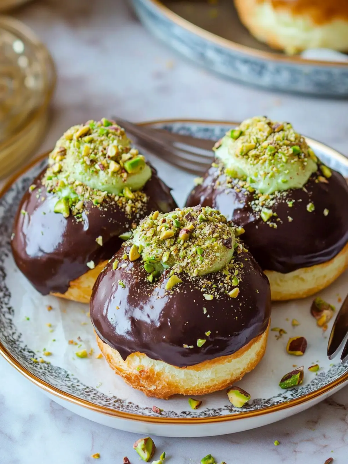 Indulge in Decadent Pistachio Chocolate Choux Buns Today Pistachio Chocolate Choux Buns