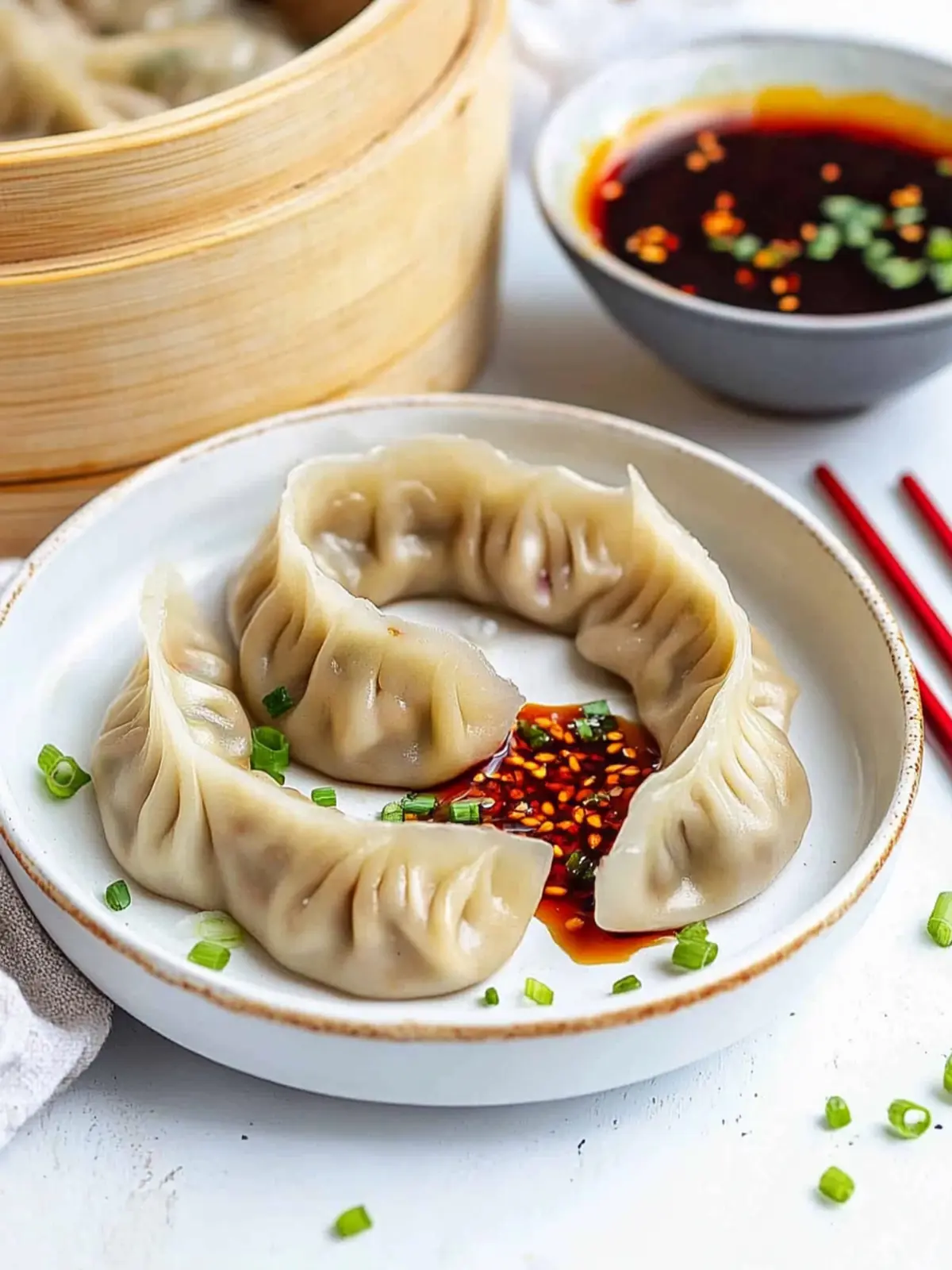 Steamed Dumplings with The Best Dipping Sauce You'll Love Steamed Dumplings with The Best Dipping Sauce