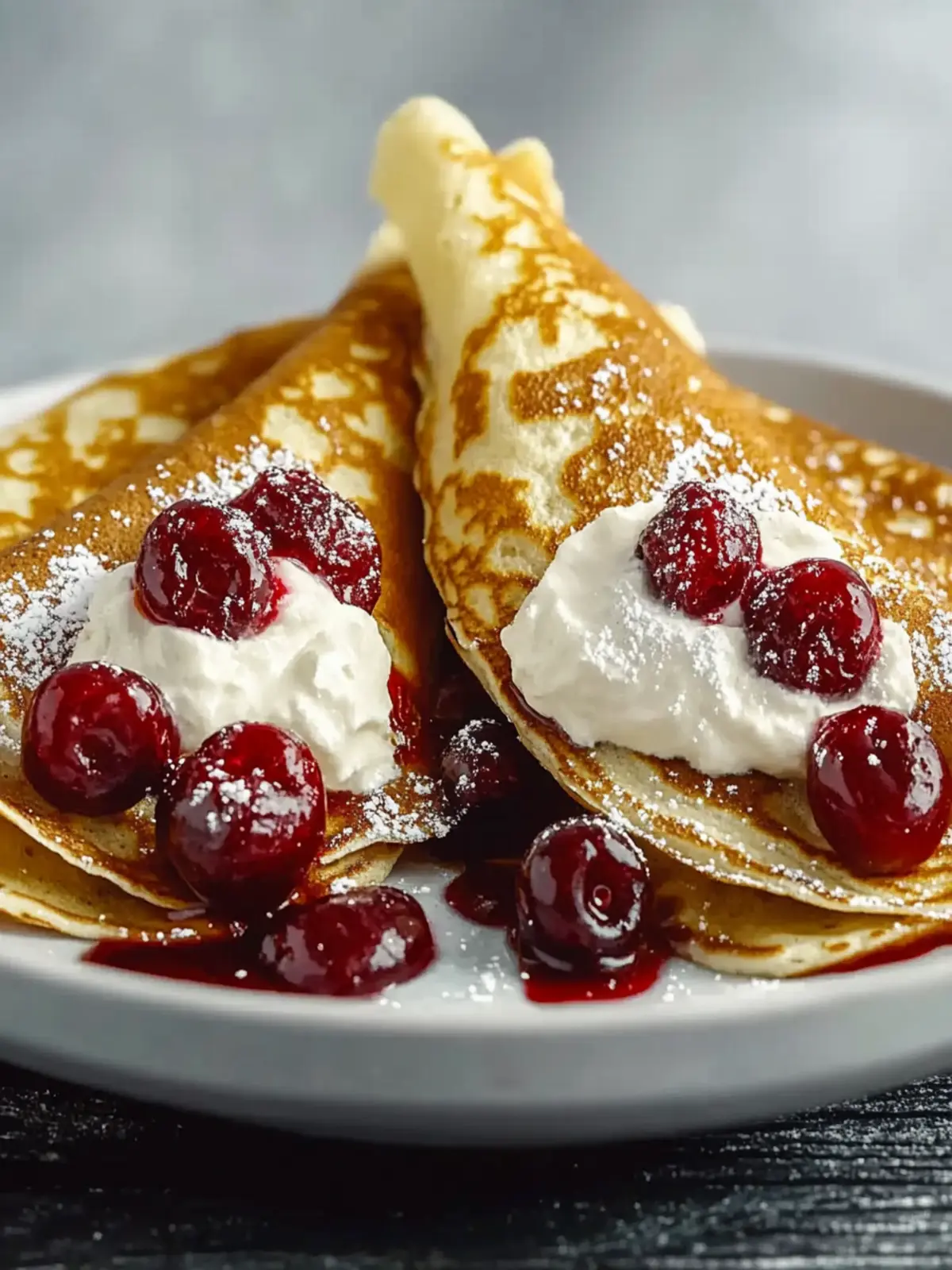 Cherry and Cream Cheese Crepes