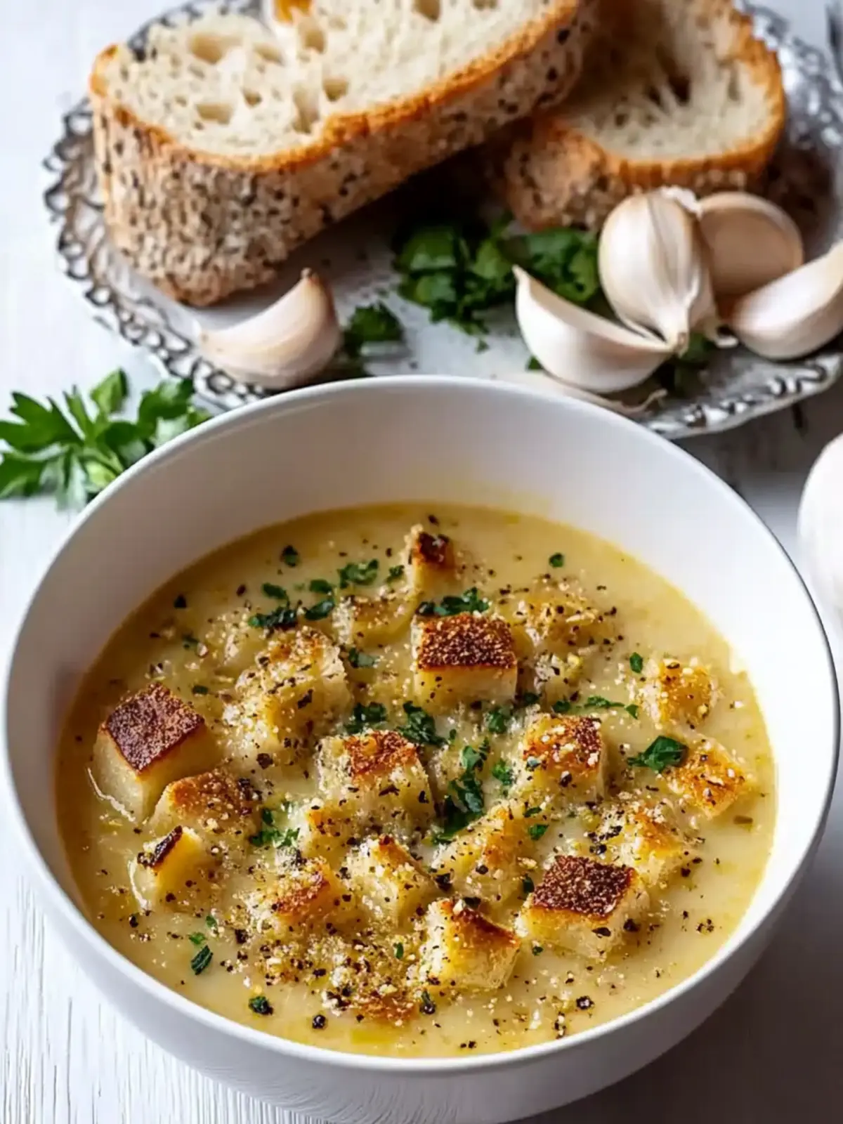 Creamy Czech Garlic Soup - Your Comfort Food Cure! Creamy Czech Garlic Soup