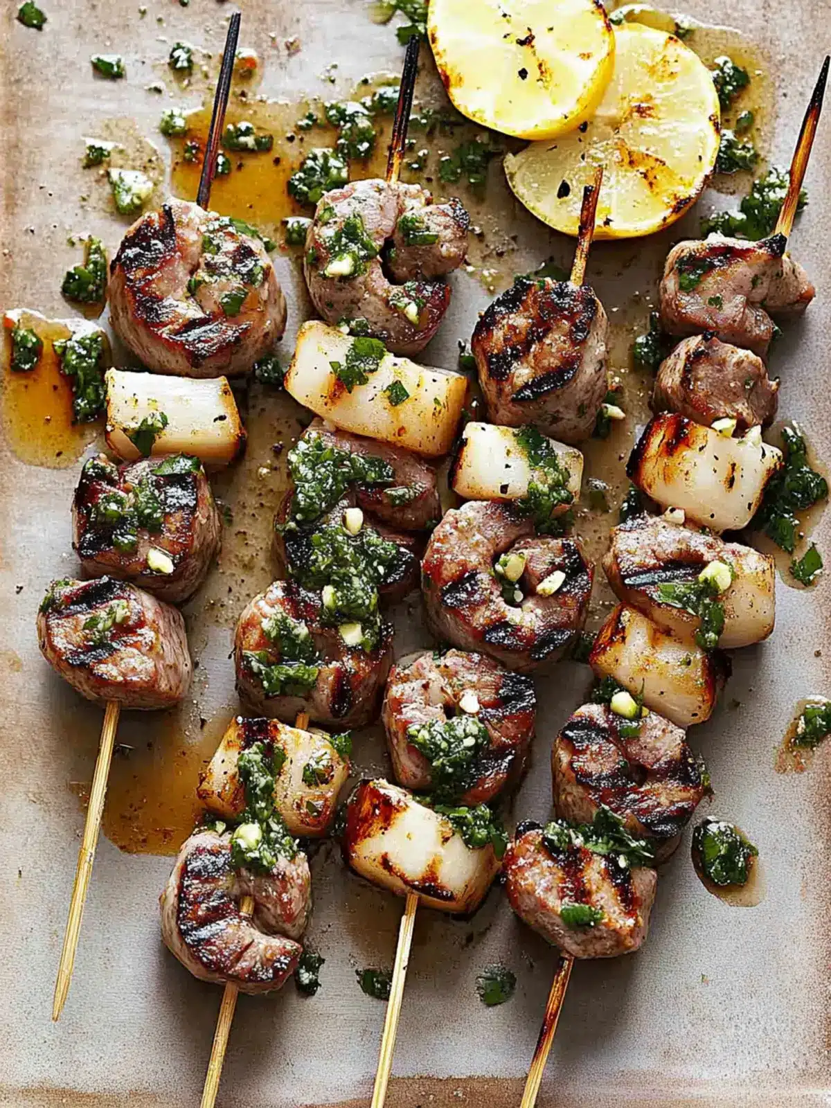 Savory Surf and Turf Kebabs with Zesty Chimichurri Sauce Surf and Turf Kebabs with Chimichurri Sauce