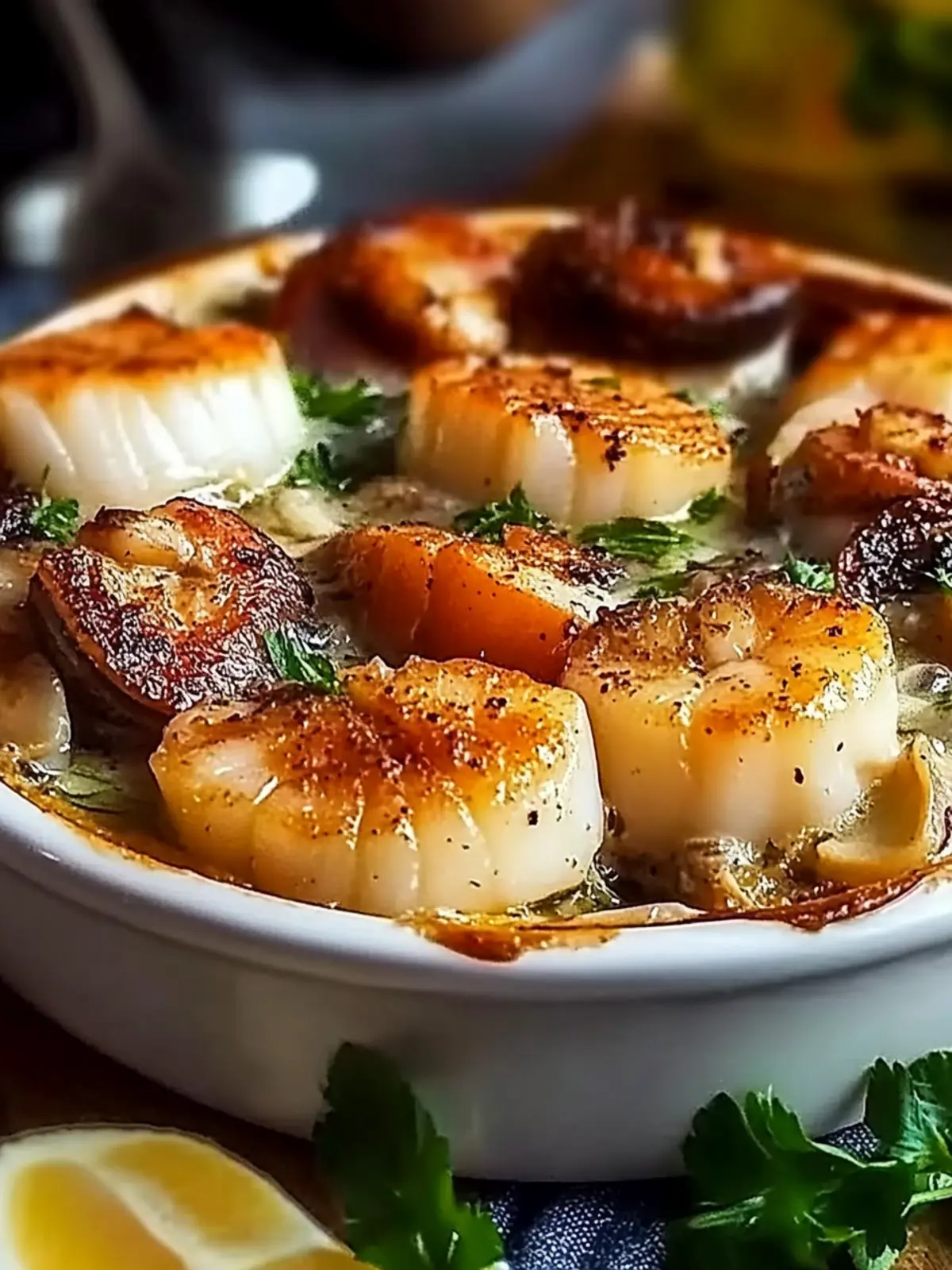 Gourmet Seafood Cassolette: Indulge in a Cozy Bistro Delight Gourmet Seafood Cassolette