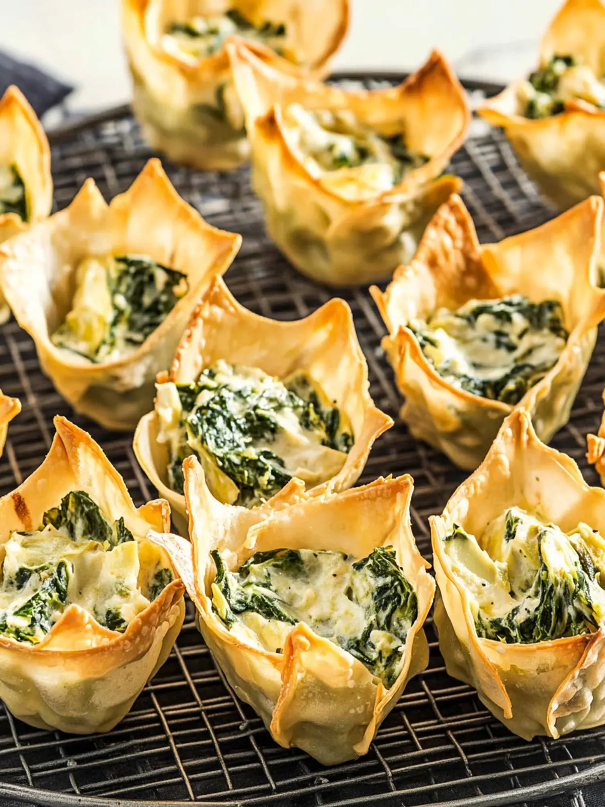 Spinach-Artichoke Dip Wonton Cups That Wow Every Crowd Spinach-Artichoke Dip Wonton Cups