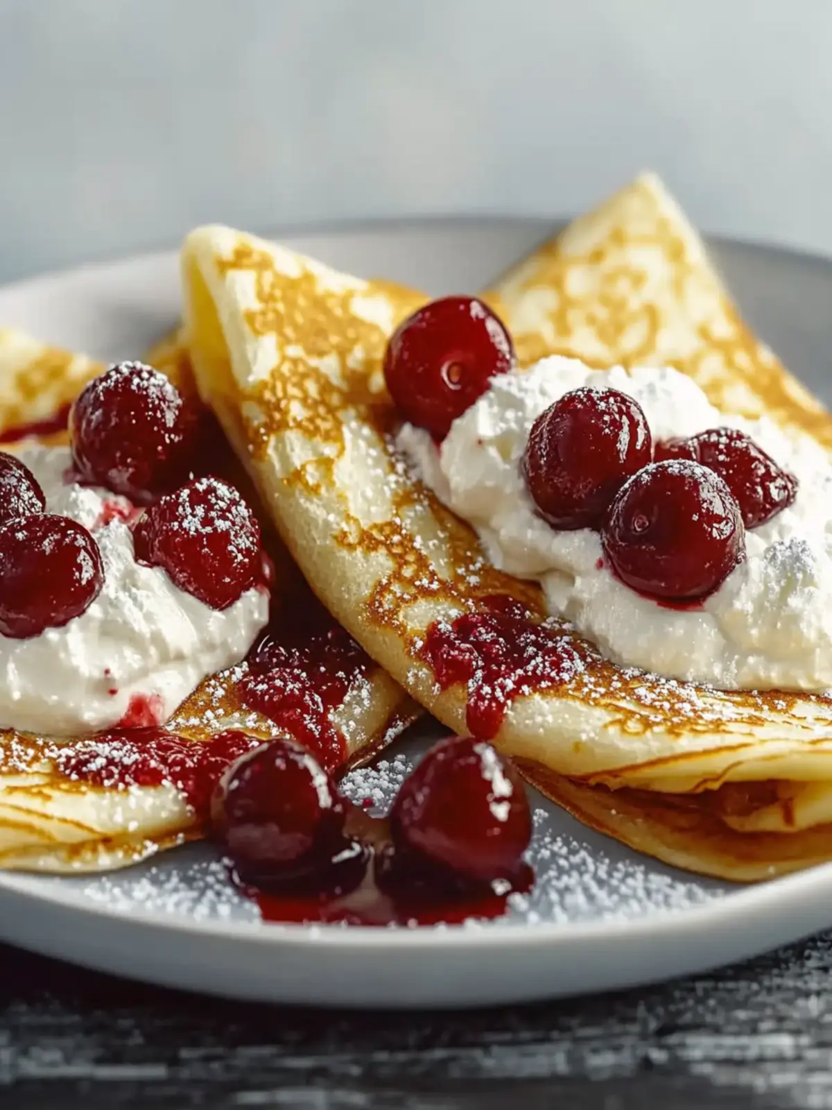 Cherry and Cream Cheese Crepes